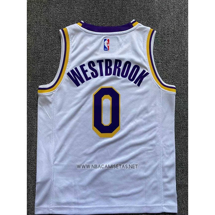 Camiseta Nino Los Angeles Lakers Russell Westbrook NO 0 Association 2022-23 Blanco